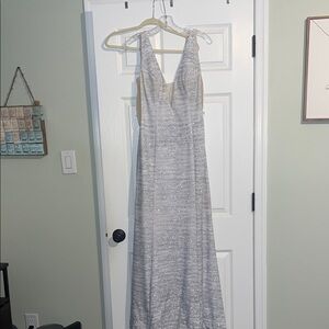 Elegant Silver Evening Gown